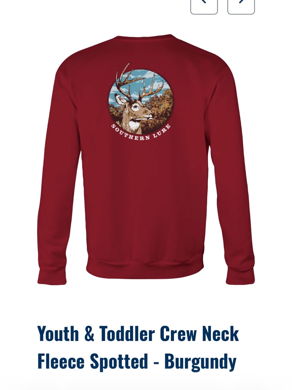 Boys Southern Lure Kids Maroon Deer Hunting Graphic Sweatshirt Size Large 12